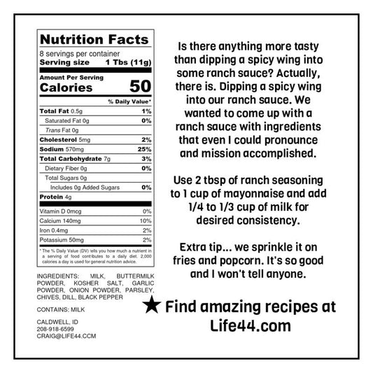 Life44 Veggie Lotion Ranch Seasoning