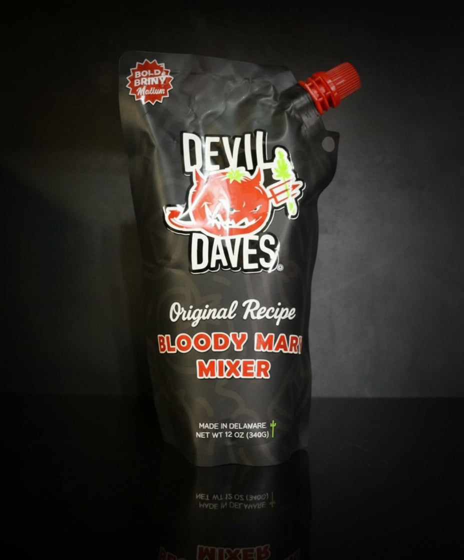 Black pouch with 'Devil Dave's' branding on a dark background