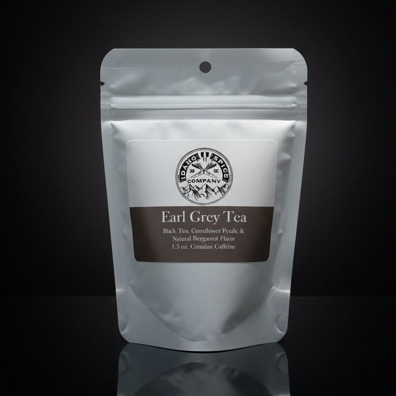 Earl Grey tea package on a wooden surface