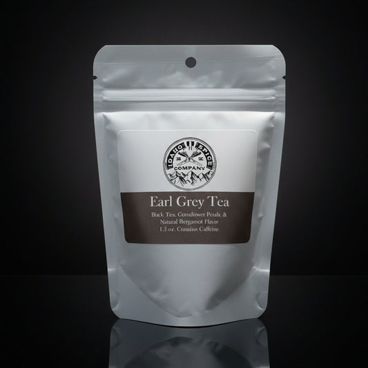 Earl Grey tea package on a wooden surface
