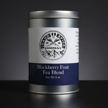 Tea canister with label on a black background