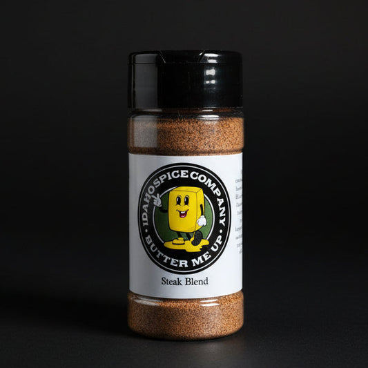 Spice jar with a label on a black background