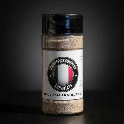 Spice jar labeled 'Idaho Spice Company' on a dark background