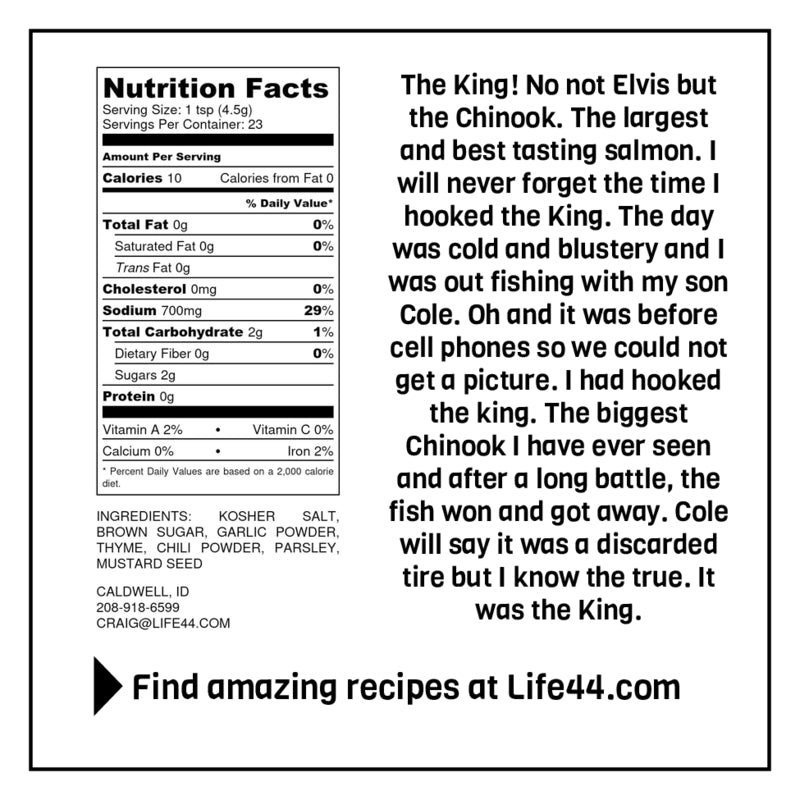 The King Salmon Seasoning Idaho Spice Company